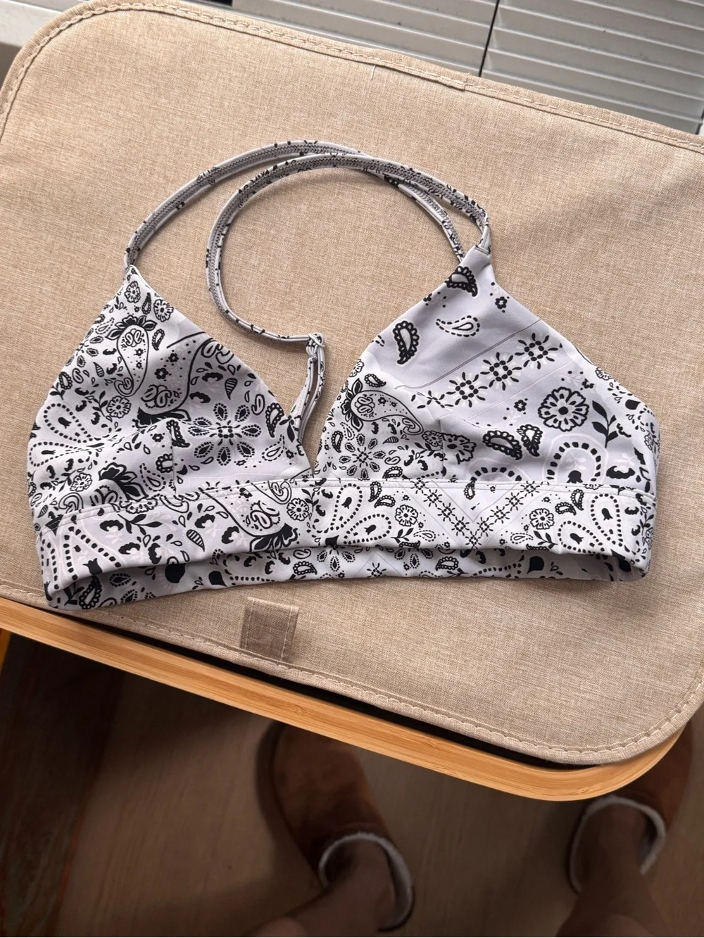 Alo Black & White Paisley Bra Top